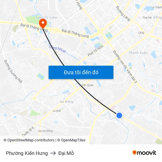 Phường Kiến Hưng to Đại Mỗ map