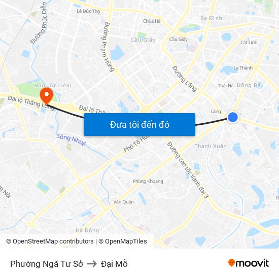 Phường Ngã Tư Sở to Đại Mỗ map