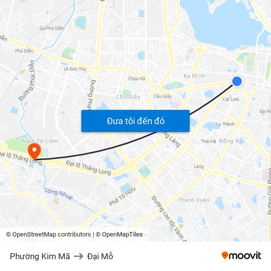 Phường Kim Mã to Đại Mỗ map