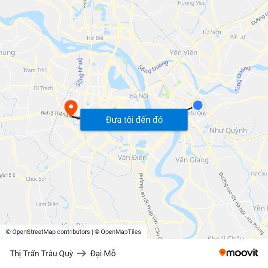 Thị Trấn Trâu Quỳ to Đại Mỗ map