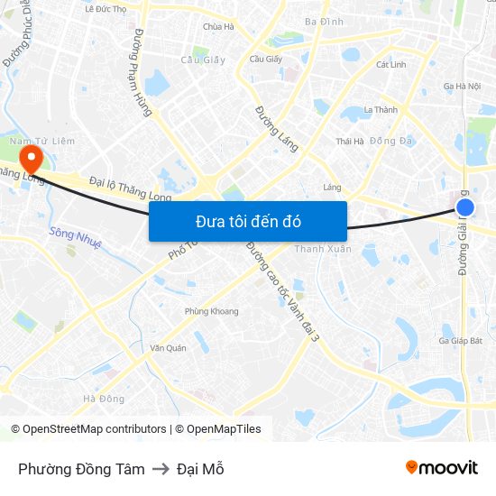 Phường Đồng Tâm to Đại Mỗ map
