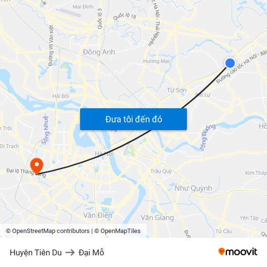 Huyện Tiên Du to Đại Mỗ map