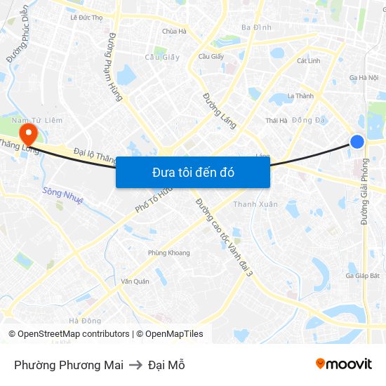 Phường Phương Mai to Đại Mỗ map