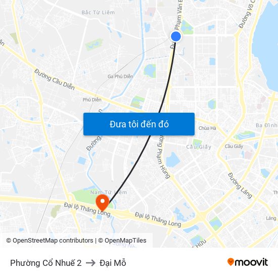 Phường Cổ Nhuế 2 to Đại Mỗ map