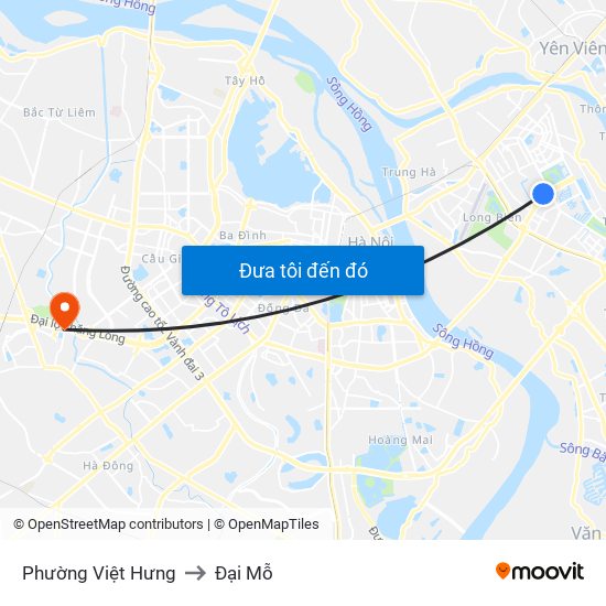 Phường Việt Hưng to Đại Mỗ map