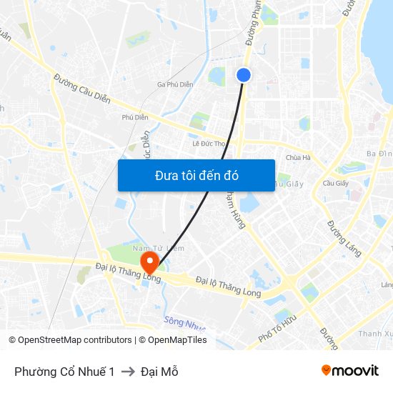 Phường Cổ Nhuế 1 to Đại Mỗ map