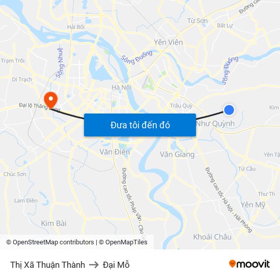 Thị Xã Thuận Thành to Đại Mỗ map