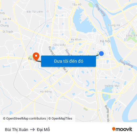 Bùi Thị Xuân to Đại Mỗ map