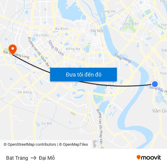 Bát Tràng to Đại Mỗ map