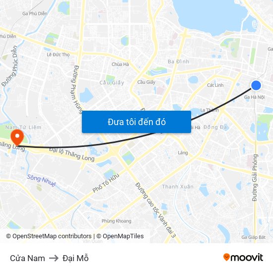 Cửa Nam to Đại Mỗ map