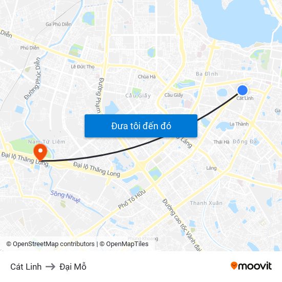 Cát Linh to Đại Mỗ map