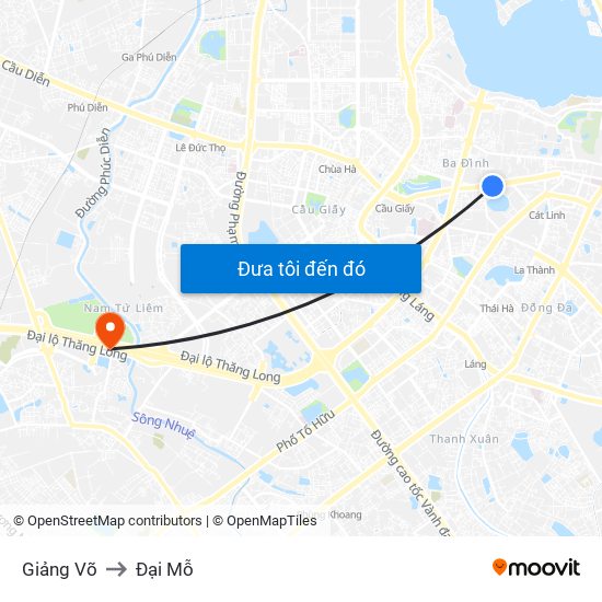 Giảng Võ to Đại Mỗ map