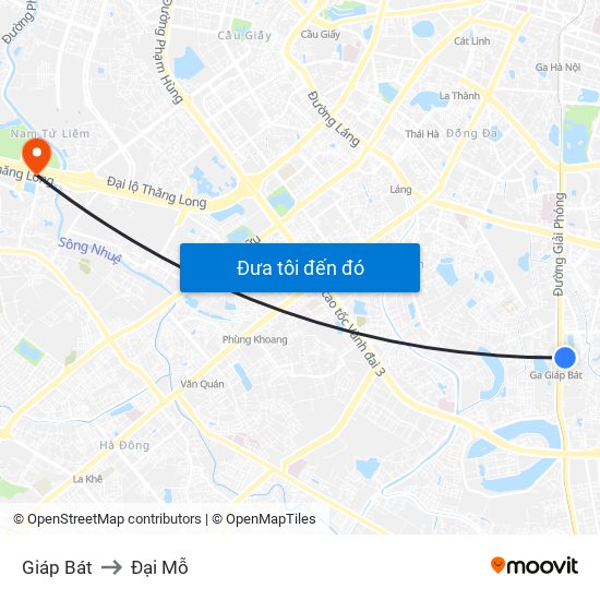 Giáp Bát to Đại Mỗ map