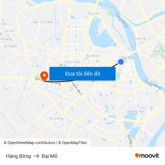 Hàng Bông to Đại Mỗ map