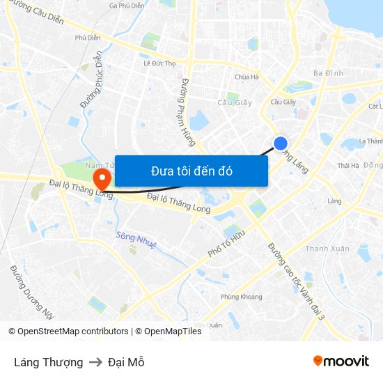 Láng Thượng to Đại Mỗ map