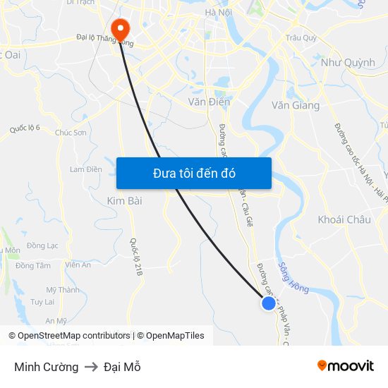 Minh Cường to Đại Mỗ map