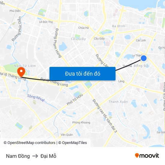 Nam Đồng to Đại Mỗ map