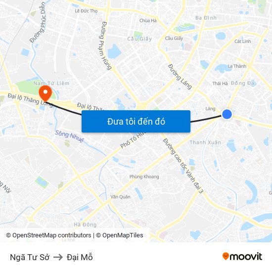 Ngã Tư Sở to Đại Mỗ map