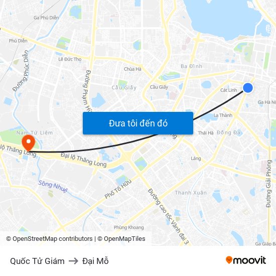 Quốc Tử Giám to Đại Mỗ map