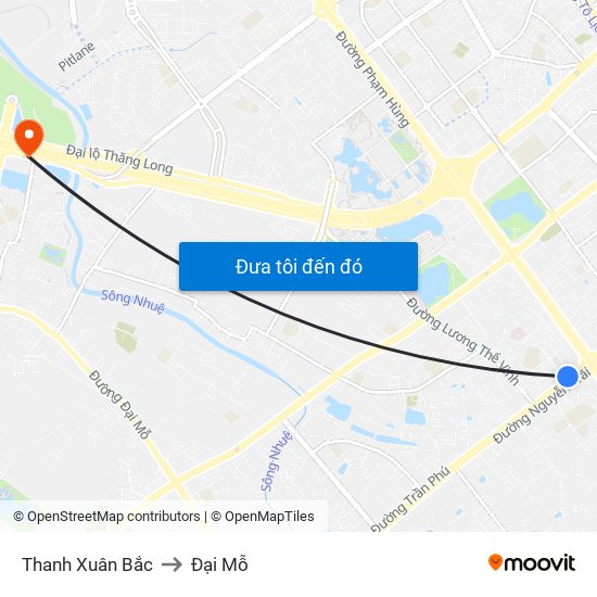 Thanh Xuân Bắc to Đại Mỗ map