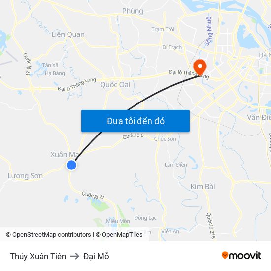 Thủy Xuân Tiên to Đại Mỗ map