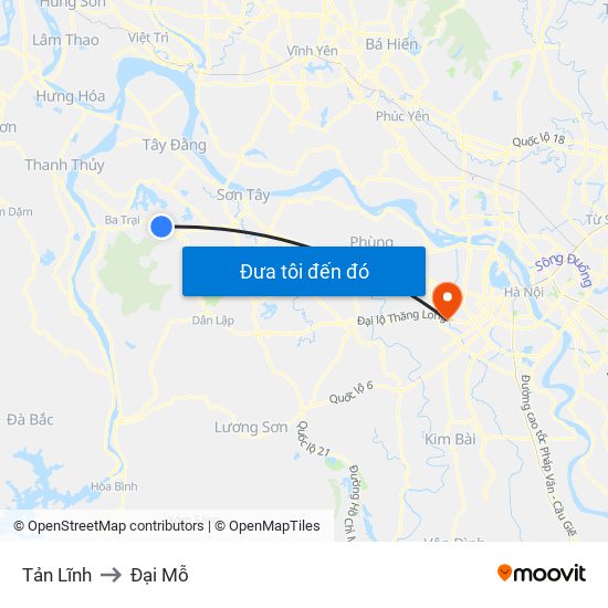 Tản Lĩnh to Đại Mỗ map