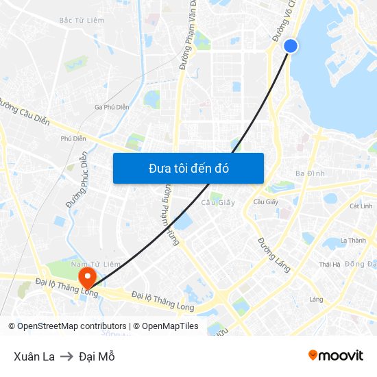 Xuân La to Đại Mỗ map