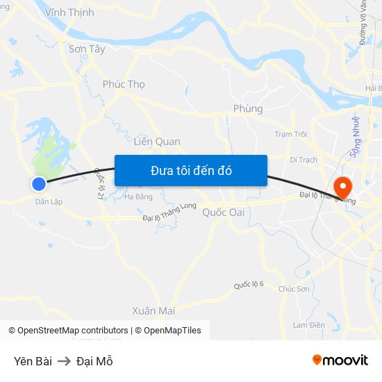 Yên Bài to Đại Mỗ map