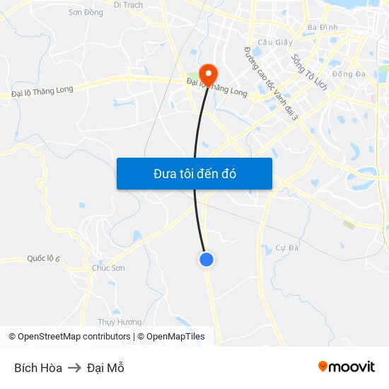 Bích Hòa to Đại Mỗ map