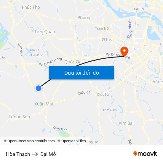 Hòa Thạch to Đại Mỗ map