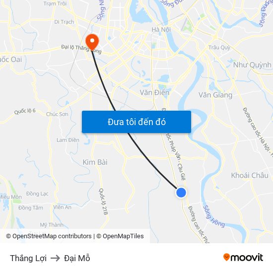 Thắng Lợi to Đại Mỗ map