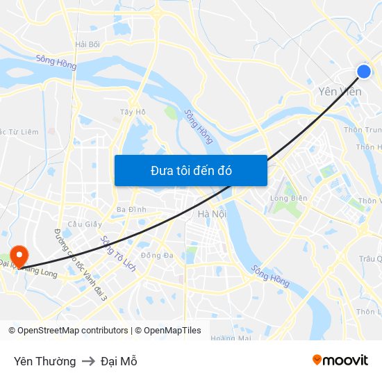 Yên Thường to Đại Mỗ map