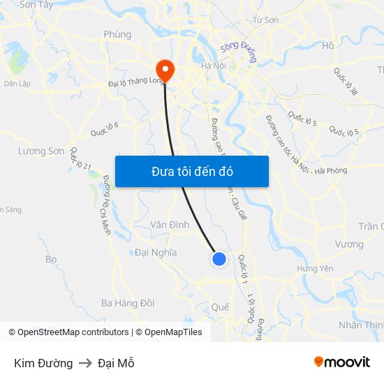 Kim Đường to Đại Mỗ map