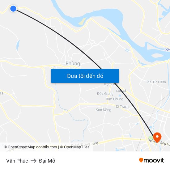 Vân Phúc to Đại Mỗ map