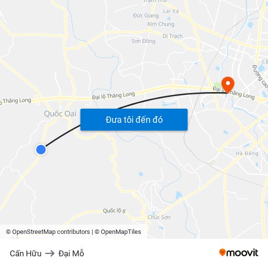 Cấn Hữu to Đại Mỗ map