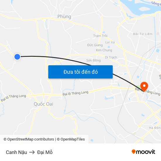 Canh Nậu to Đại Mỗ map