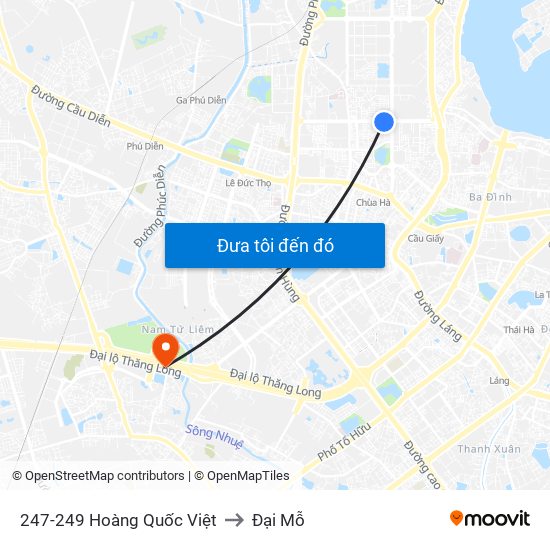 247-249 Hoàng Quốc Việt to Đại Mỗ map