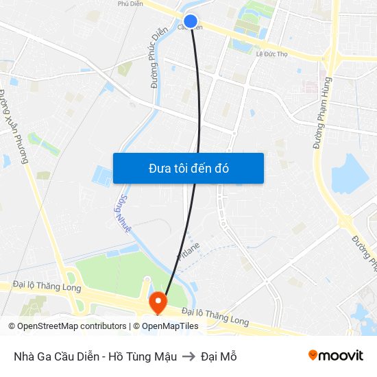 Nhà Ga Cầu Diễn - Hồ Tùng Mậu to Đại Mỗ map