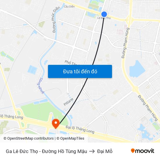 Ga Lê Đức Thọ - Đường Hồ Tùng Mậu to Đại Mỗ map