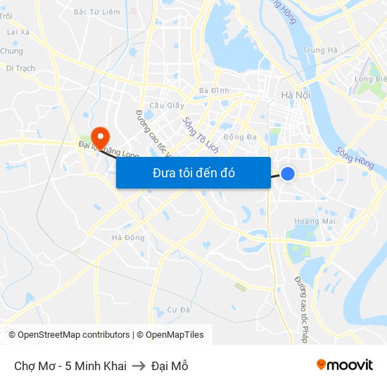 Chợ Mơ - 5 Minh Khai to Đại Mỗ map