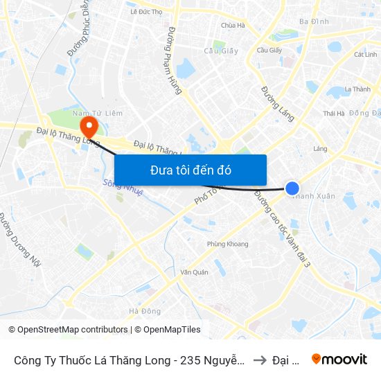 Công Ty Thuốc Lá Thăng Long - 235 Nguyễn Trãi to Đại Mỗ map