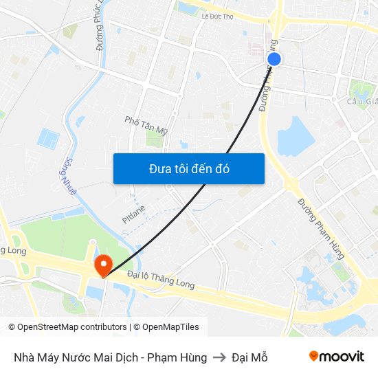 Nhà Máy Nước Mai Dịch - Phạm Hùng to Đại Mỗ map