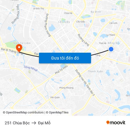 251 Chùa Bộc to Đại Mỗ map