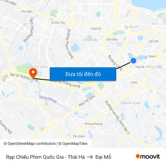 Rạp Chiếu Phim Quốc Gia - Thái Hà to Đại Mỗ map