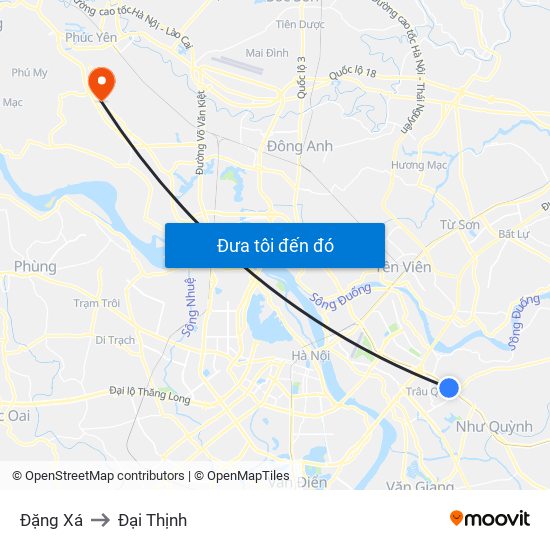 Đặng Xá to Đại Thịnh map