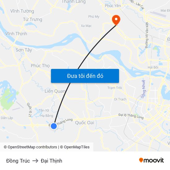 Đồng Trúc to Đại Thịnh map