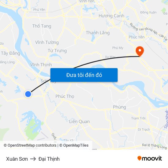 Xuân Sơn to Đại Thịnh map