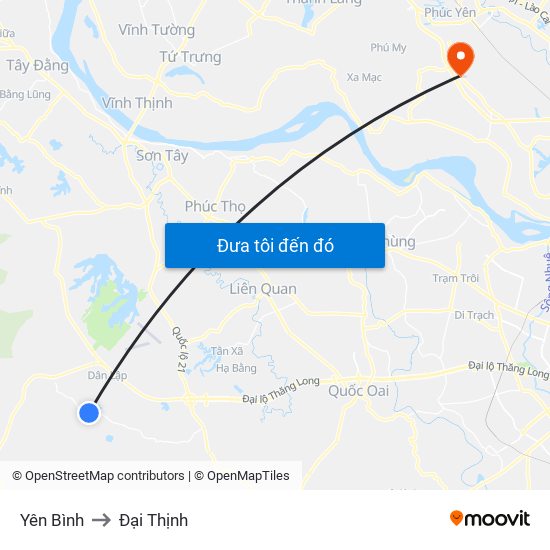 Yên Bình to Đại Thịnh map