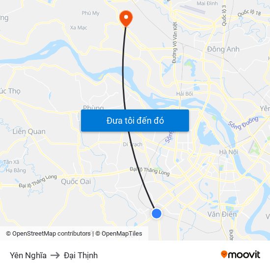 Yên Nghĩa to Đại Thịnh map