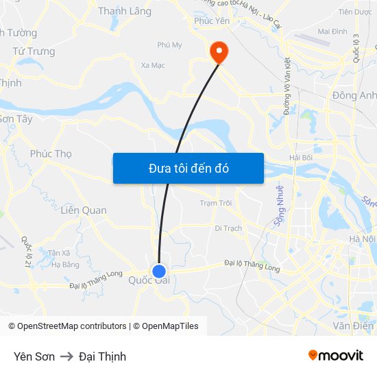 Yên Sơn to Đại Thịnh map